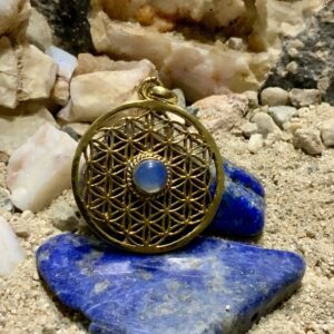 Intricate pendant with gemstone