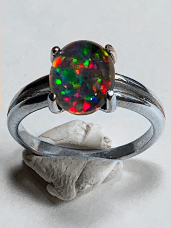 Silver ring with vibrant opal stone