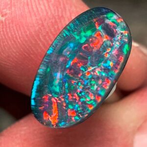 Multicolored opal stone in close-up view