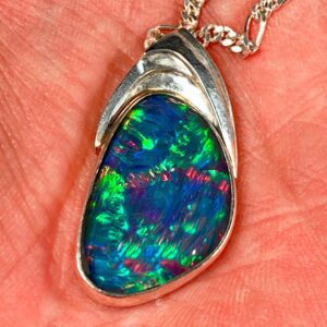 Opal pendant with silver chain