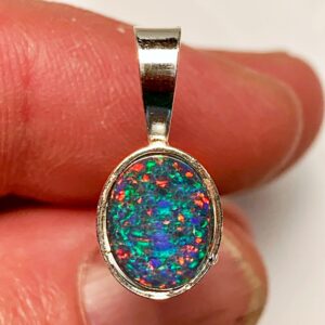 Opal pendant in silver setting
