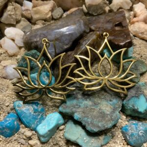 Elegant earrings displayed on natural stones
