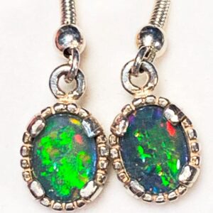 Opal earrings with silver accents