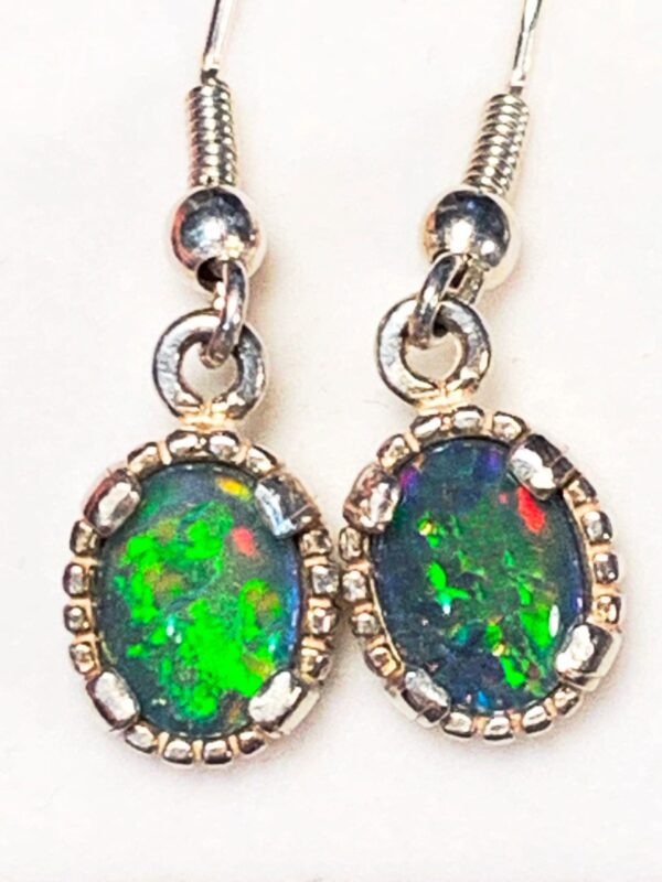 Opal earrings with silver accents