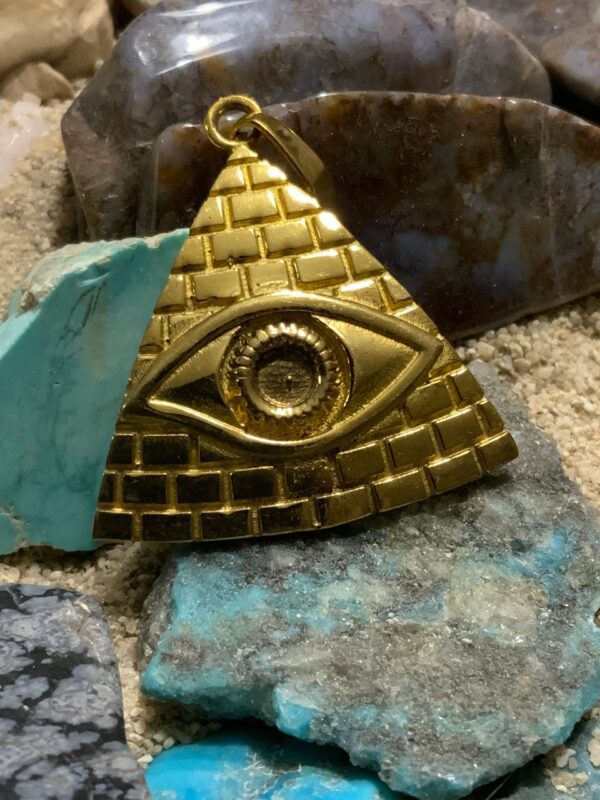 Pyramid pendant on colorful stones