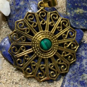 Intricate jewelry on blue stones