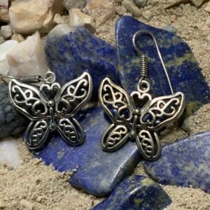 Intricate butterfly earrings with heart-shaped details