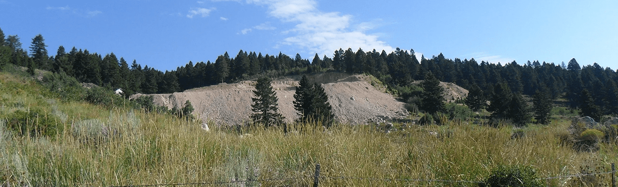Open field and distant forested hill