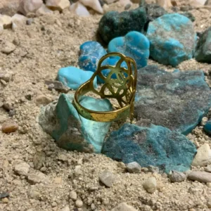 Jewelry resting on sand with stones