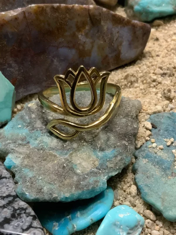 Lotus ring on textured stone background